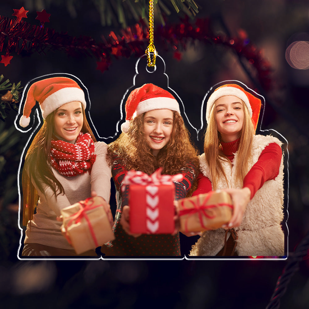 Custom Photo Besties Christmas - Exquisite Personalized Acrylic Christmas Ornament
