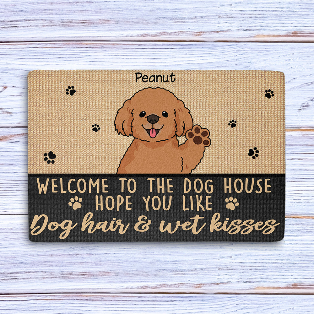 Dog Hair And Wet Kisses - Unique Personalized Custom Doormat with Your Dog's Picture