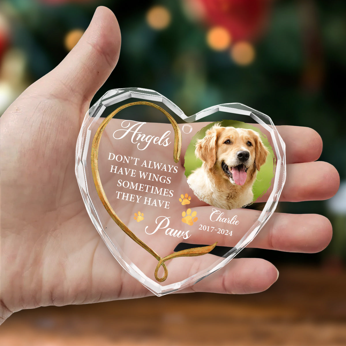 Personalized Custom 8mm Thick 3.07-inch Tall Angels Do Not Have Wings Glass Ornament