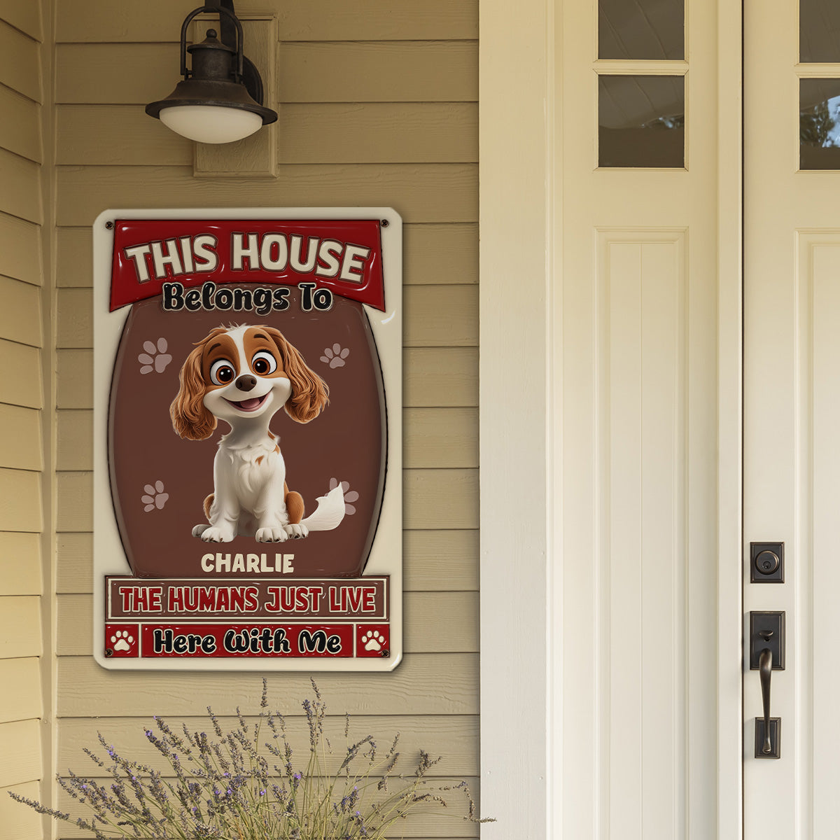 Unique Personalized Custom 3D Inflated Effect Metal Sign for Humans Living with Dogs - Ideal Home Decor