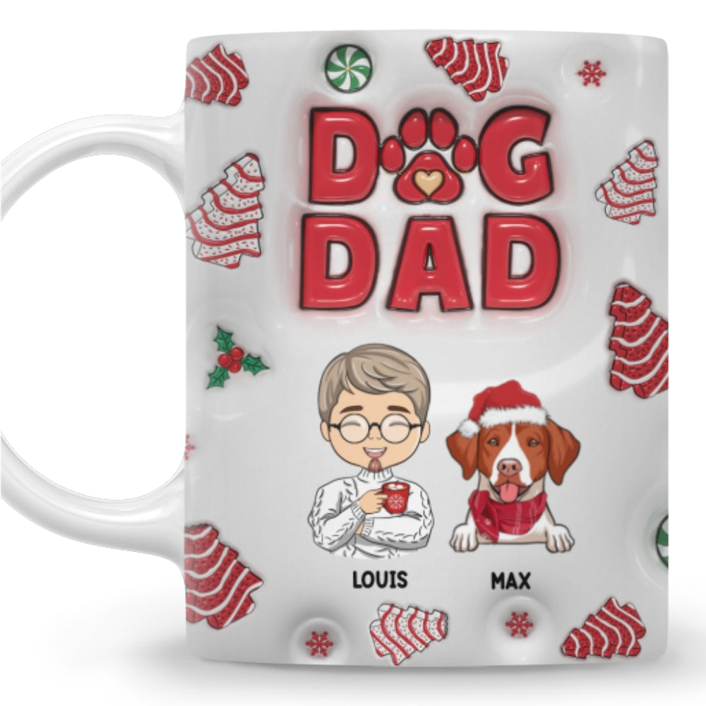 Dog Dad Christmas Cake Personalized Custom 3D Inflated Effect 11oz Ceramic Mug