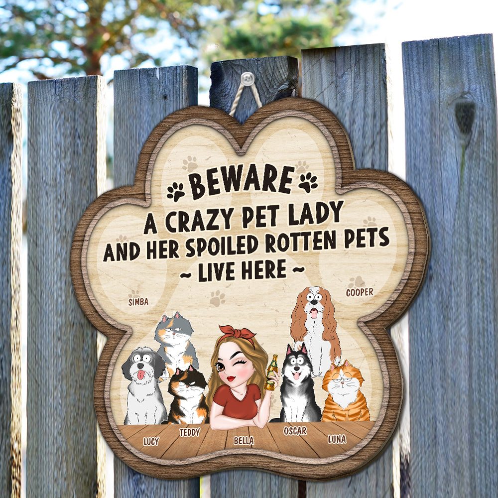Unique Personalized Custom Wood Sign for Crazy Dog & Dog Lady Lovers