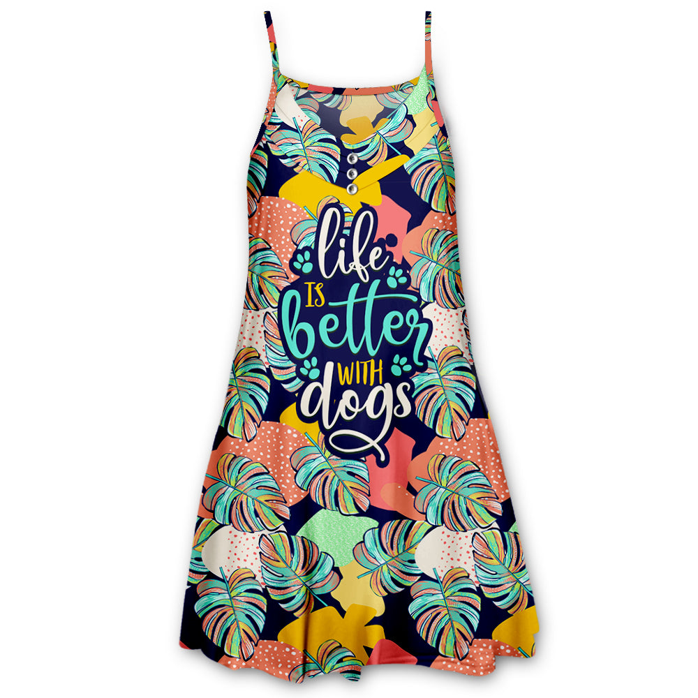 Navy Life Is Better With Dogs Pattern Strappy Dress - Ideal for Pet Lovers and Fashion Enthusiasts