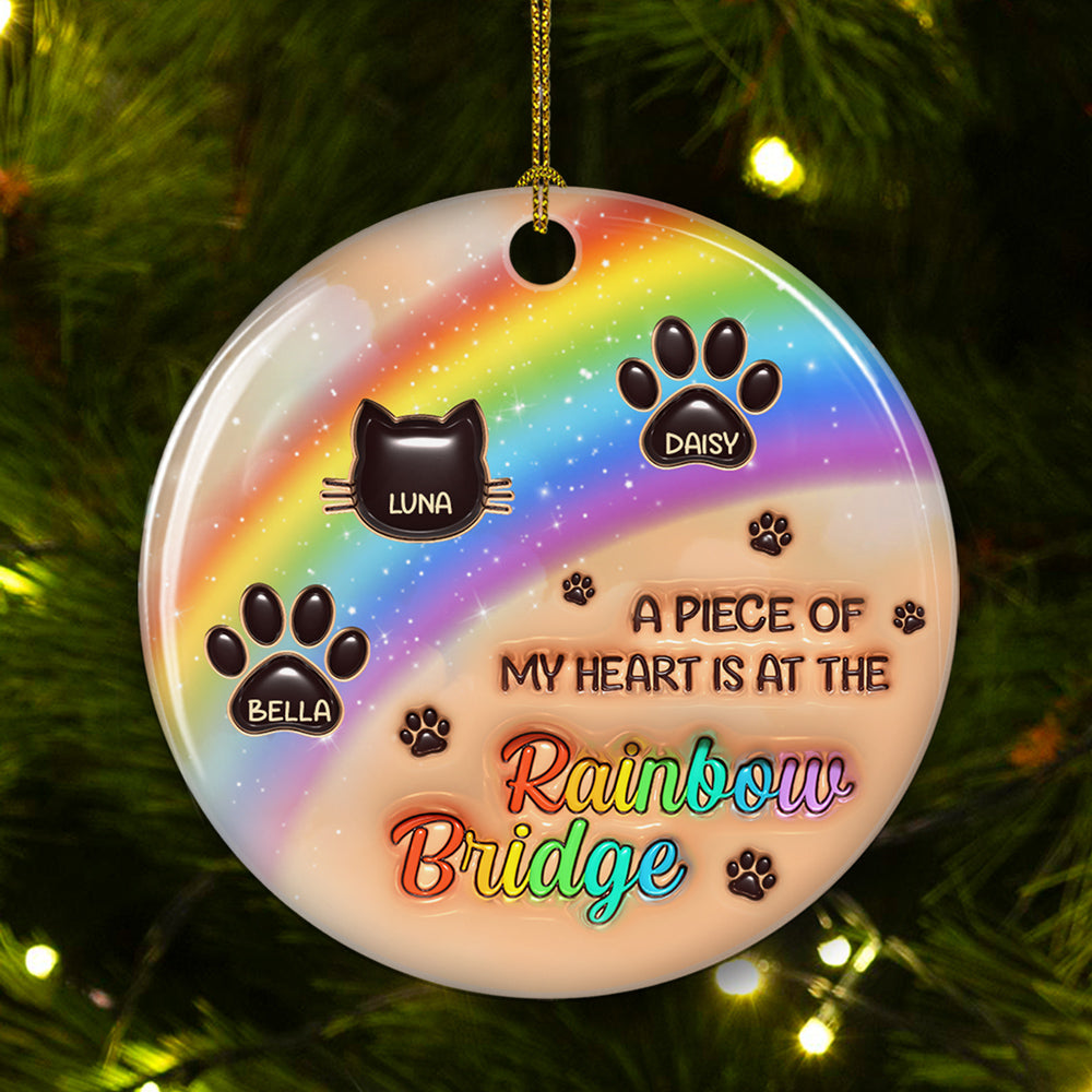 I Wish The Rainbow Bridge Had Visiting Hours - Stunning Personalized Custom 3D Inflated Effect Premium White Ceramic Christmas Ornament