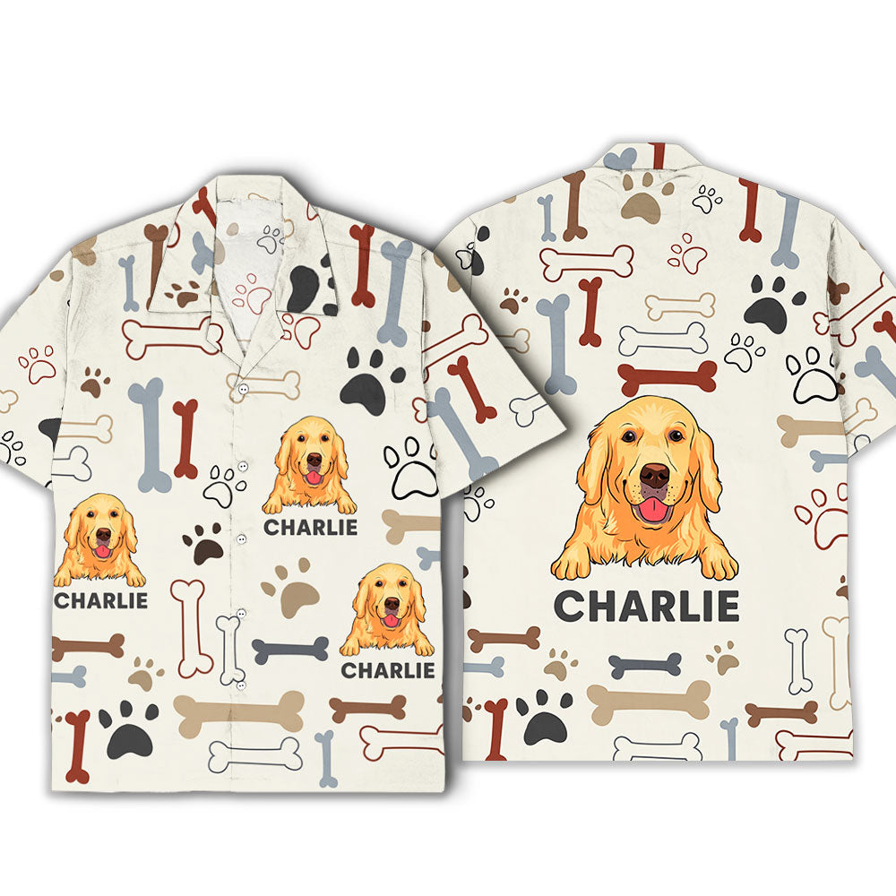 Unique Personalized Custom Hawaiian Shirt with Dog Bones Design - Ideal Summer Gift for Pet Lovers