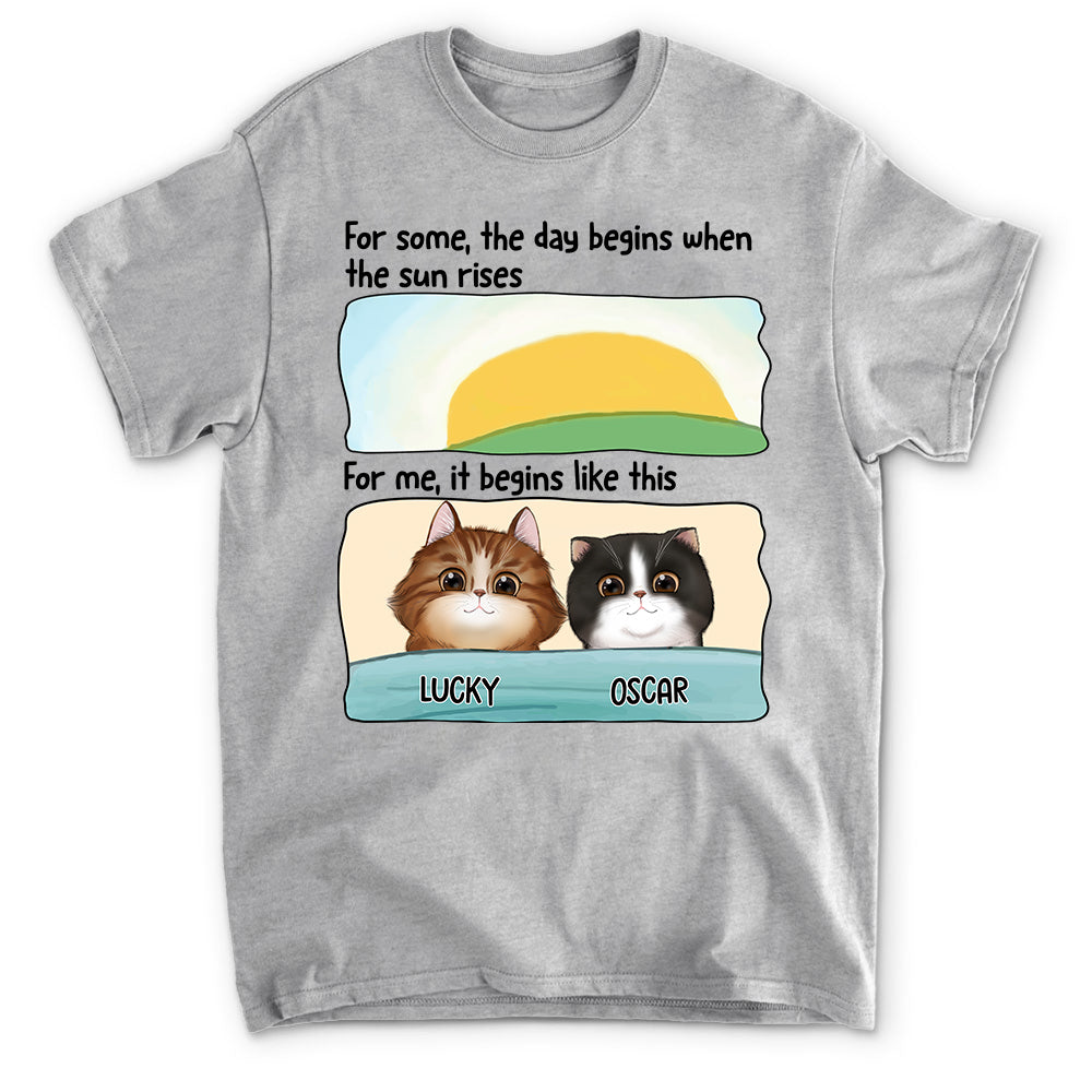 My Day Begins - Personalized Custom Unisex 5.3 oz T-shirt for Pet Lovers