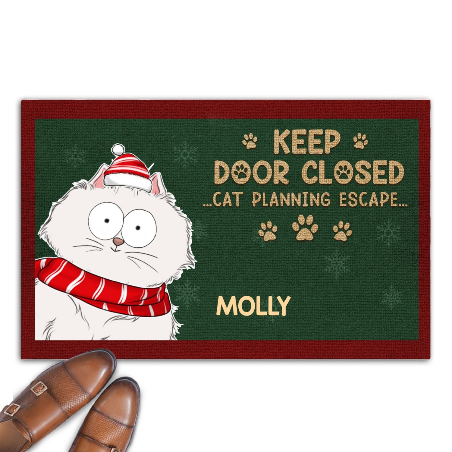 Personalized Christmas Custom Doormat - Keep Door Closed for Pet Lovers