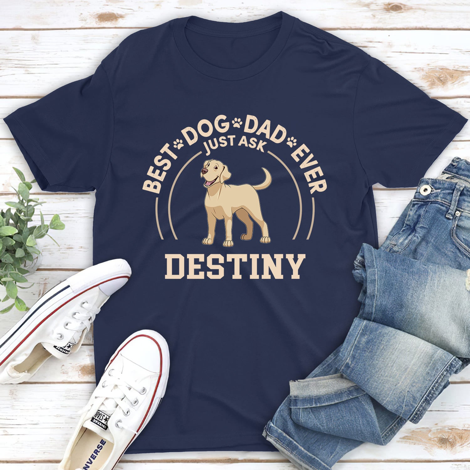 Dog Dad Circle - Personalized Custom Unisex 5.3 oz T-shirt for Pet Lovers