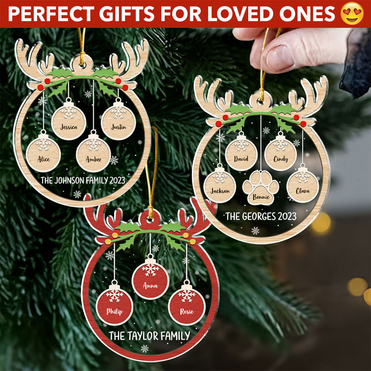 Unique Red Paw Charm - Personalized Custom Acrylic Christmas Ornament