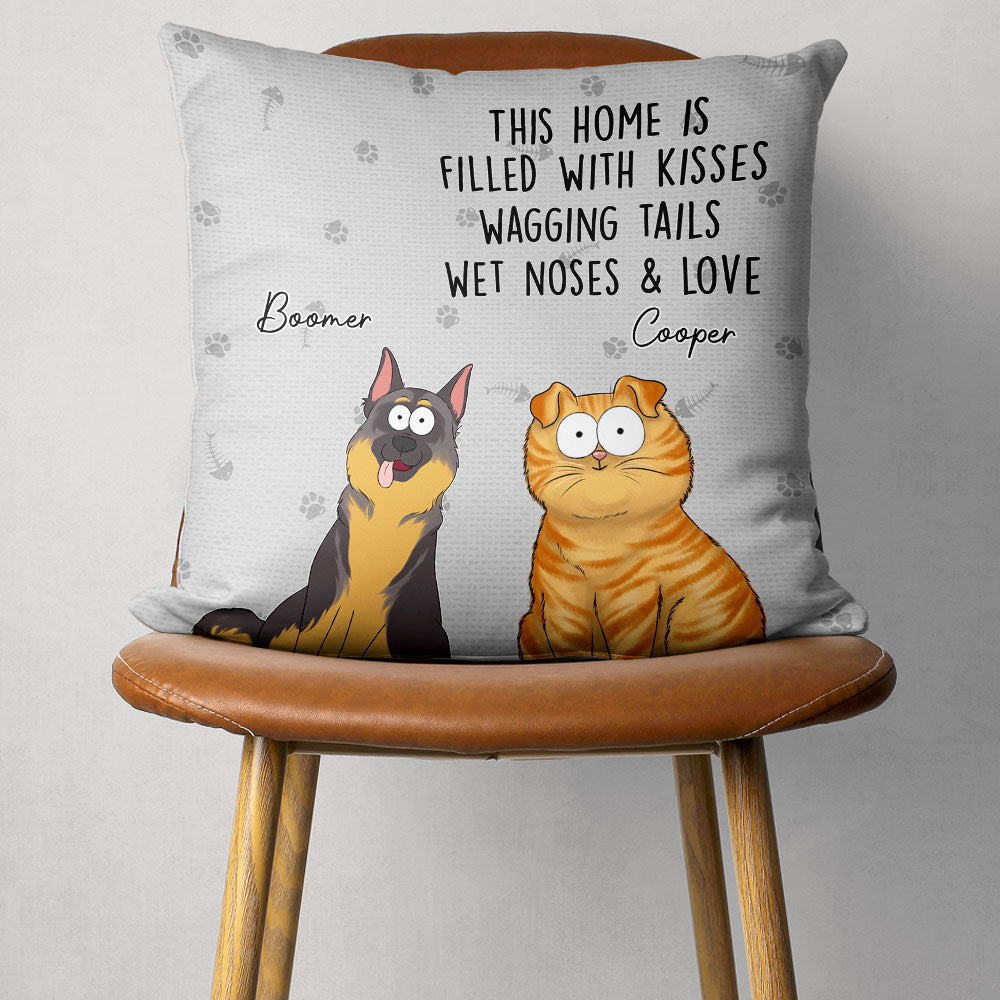 Personalized Custom Throw Pillow Filled With Kisses - 12' x 12' and 18' x 18' Sizes