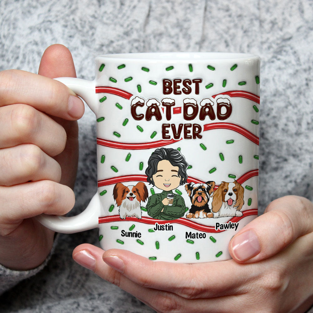 Best Dog and Cat Lover Mom Dad - Personalized Custom 3D Inflated Effect 11oz and 15oz Ceramic Mug