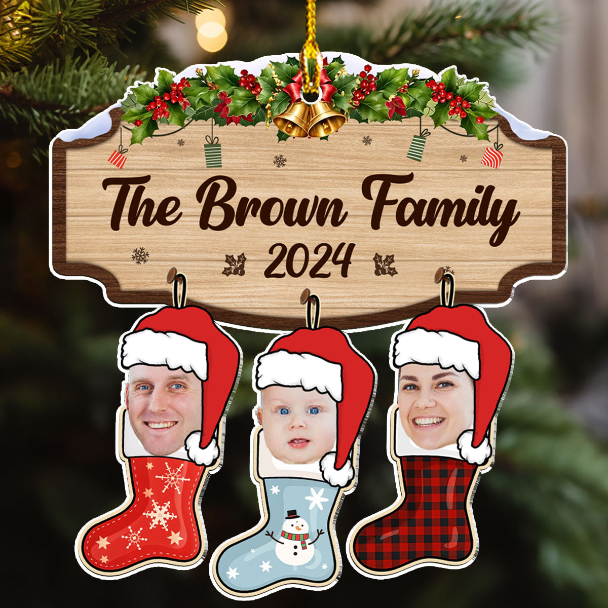 Funny Personalized Custom Acrylic Family Stockings Ornament for Christmas and Pet Lovers