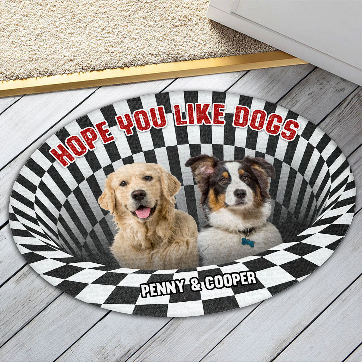Personalized Custom Hope You Like Dogs Cartoon Photo Doormat for Pet Lovers