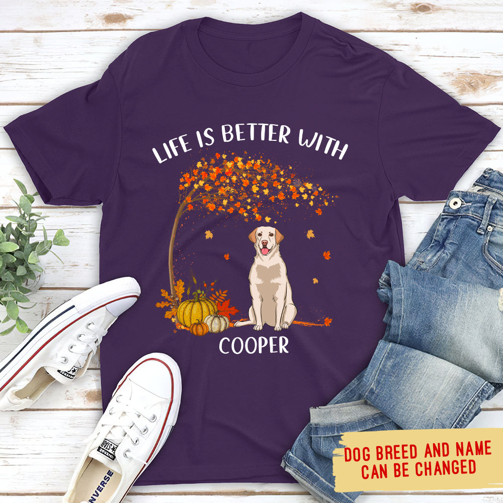 Better With Dog 2 - Personalized Custom Unisex 5.3 oz Heavy Cotton T-shirt for Pet Lovers