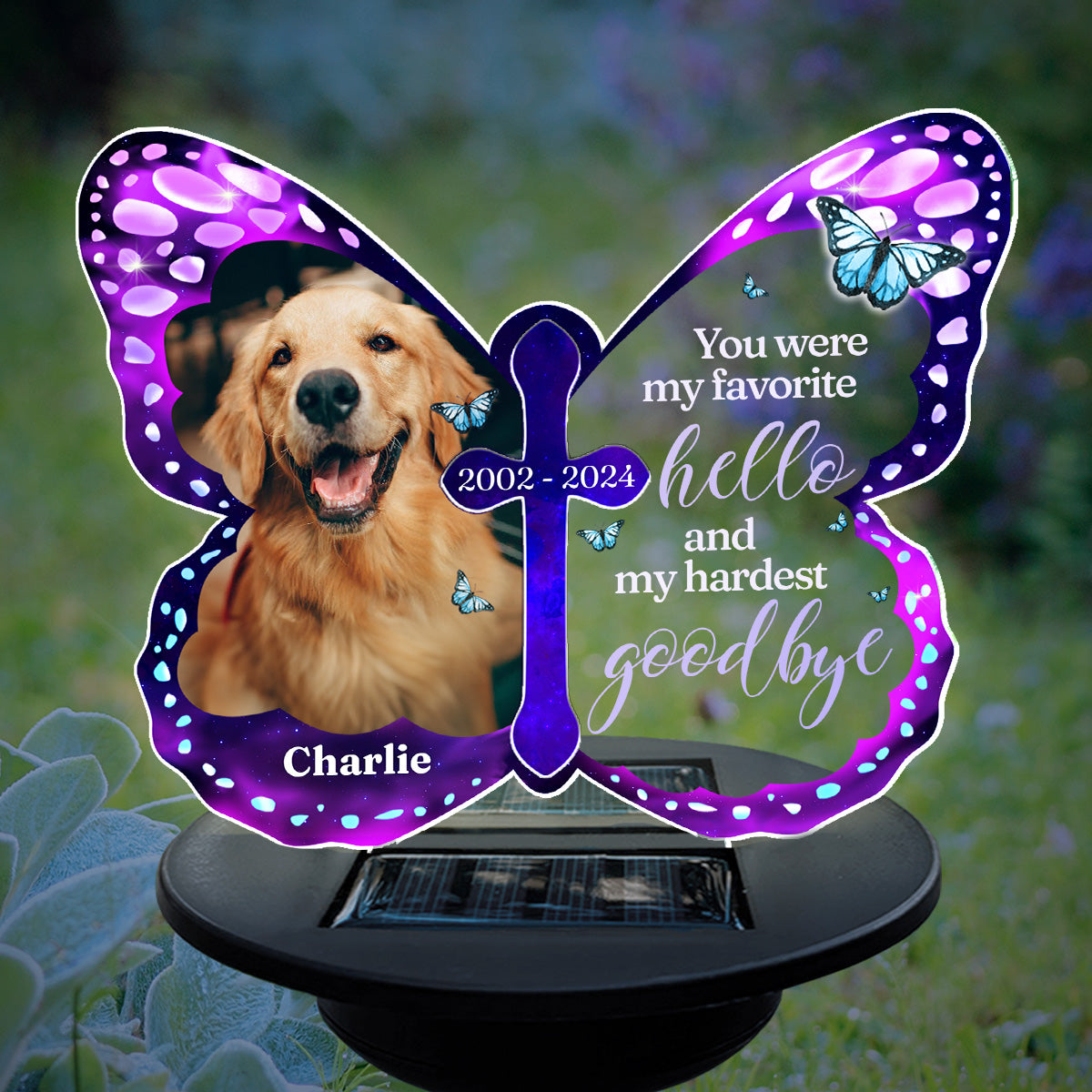 My Hardest Goodbye - Personalized Custom Acrylic Solar Light with Multiple Color Illumination
