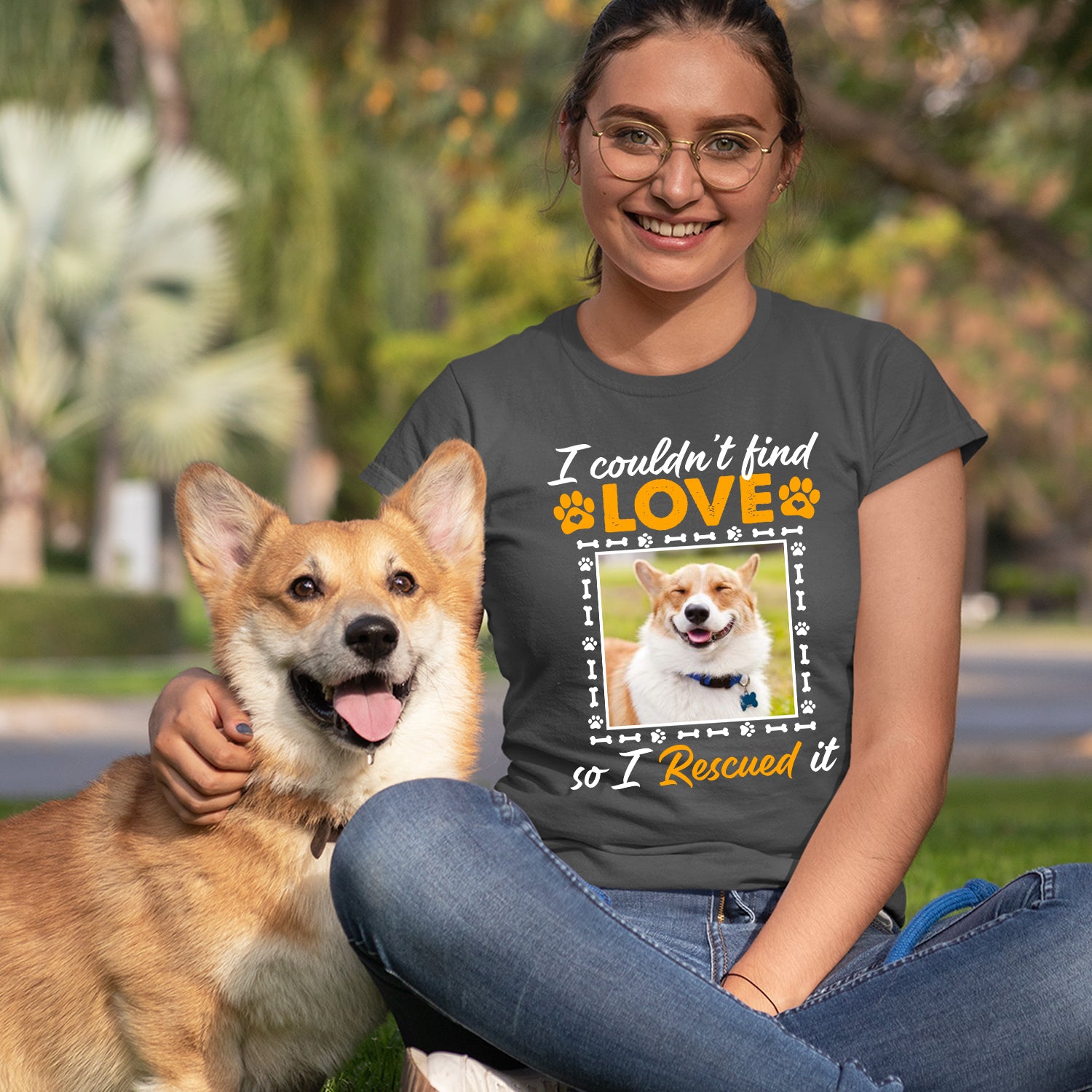 Rescue Love - Unique Personalized Custom Photo Women's T-shirt for Dog Lovers