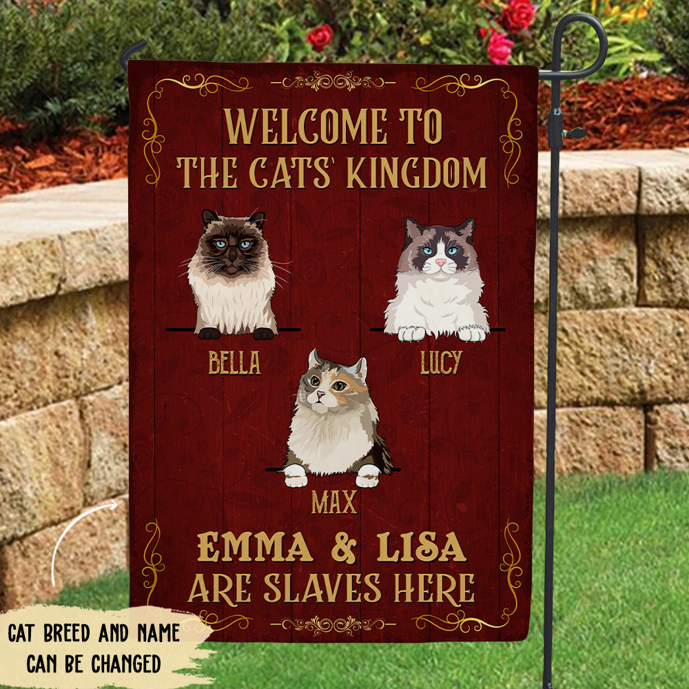 Welcome To The Cat Kingdom - Personalized Custom Garden Flag - Ideal Gift for Cat Lovers