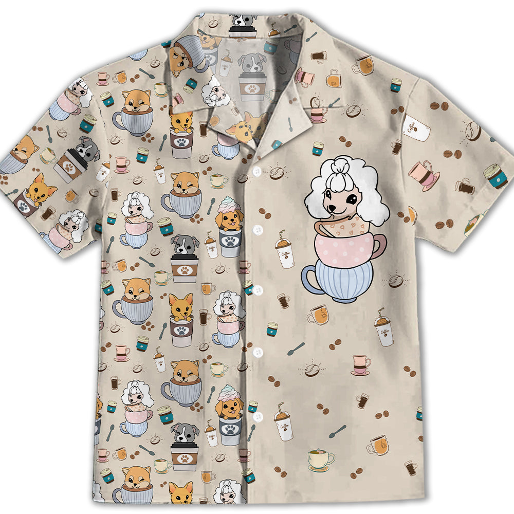 Dog And Cafe 3 - Adorable Kids Button-up Shirt with Pet Theme