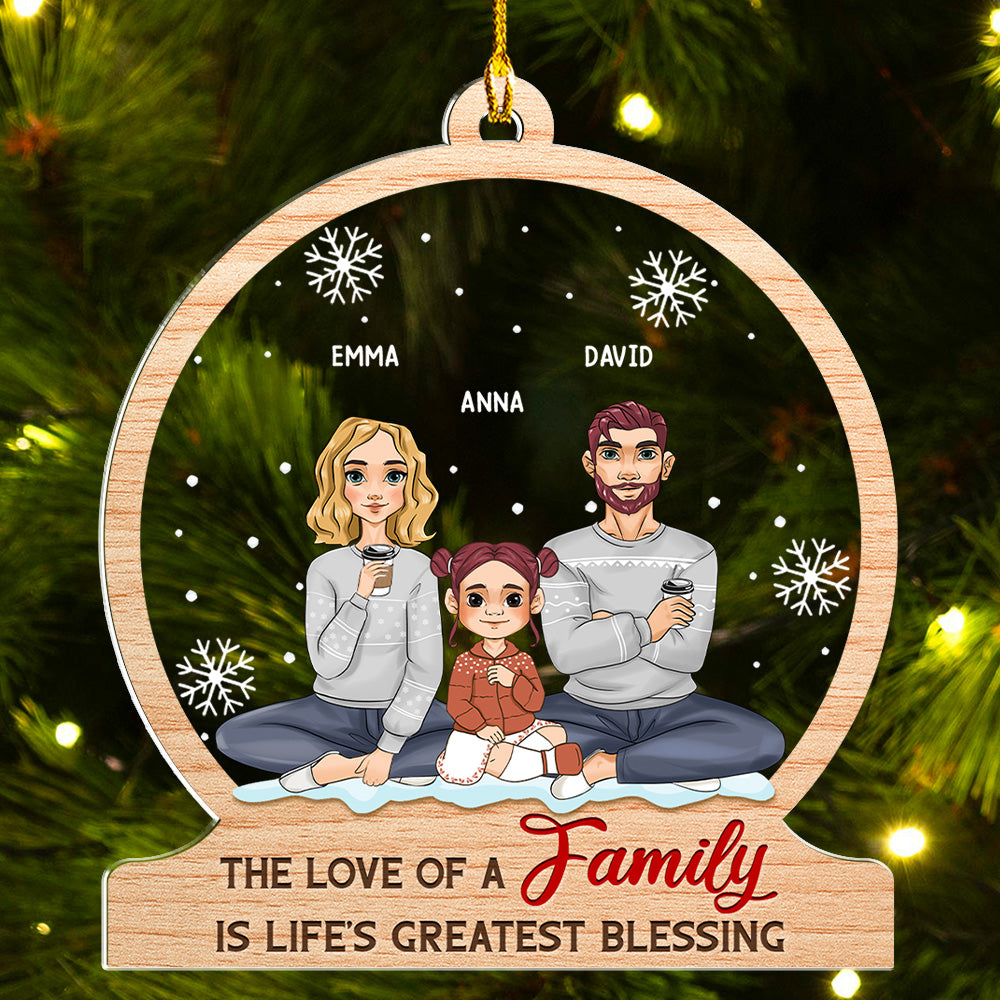 The Heartwarming Love Of Family - Personalized Custom Acrylic Christmas Ornament with 4' Diameter