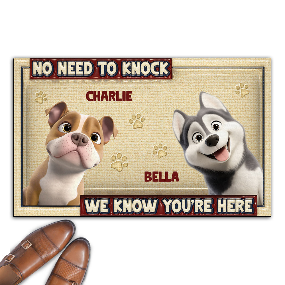 No Need To Knock - Personalized Custom 3D Inflated Effect Doormat with Your Pet's Picture