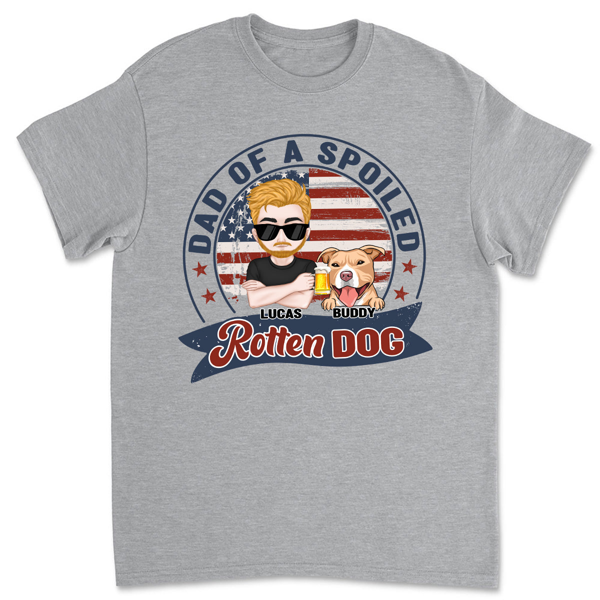 Mom Dad Of Spoiled Rotten Dogs - Customizable Personalized Unisex 5.3 oz T-shirt