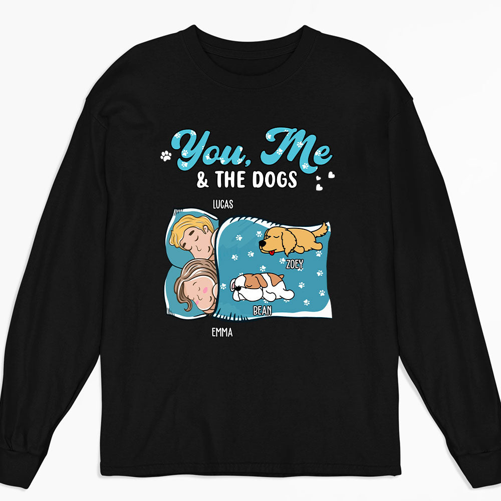 Personalized Custom Long Sleeve Sleepshirt - You, Me, and the Dogs - Ideal Gift for Pet Lovers