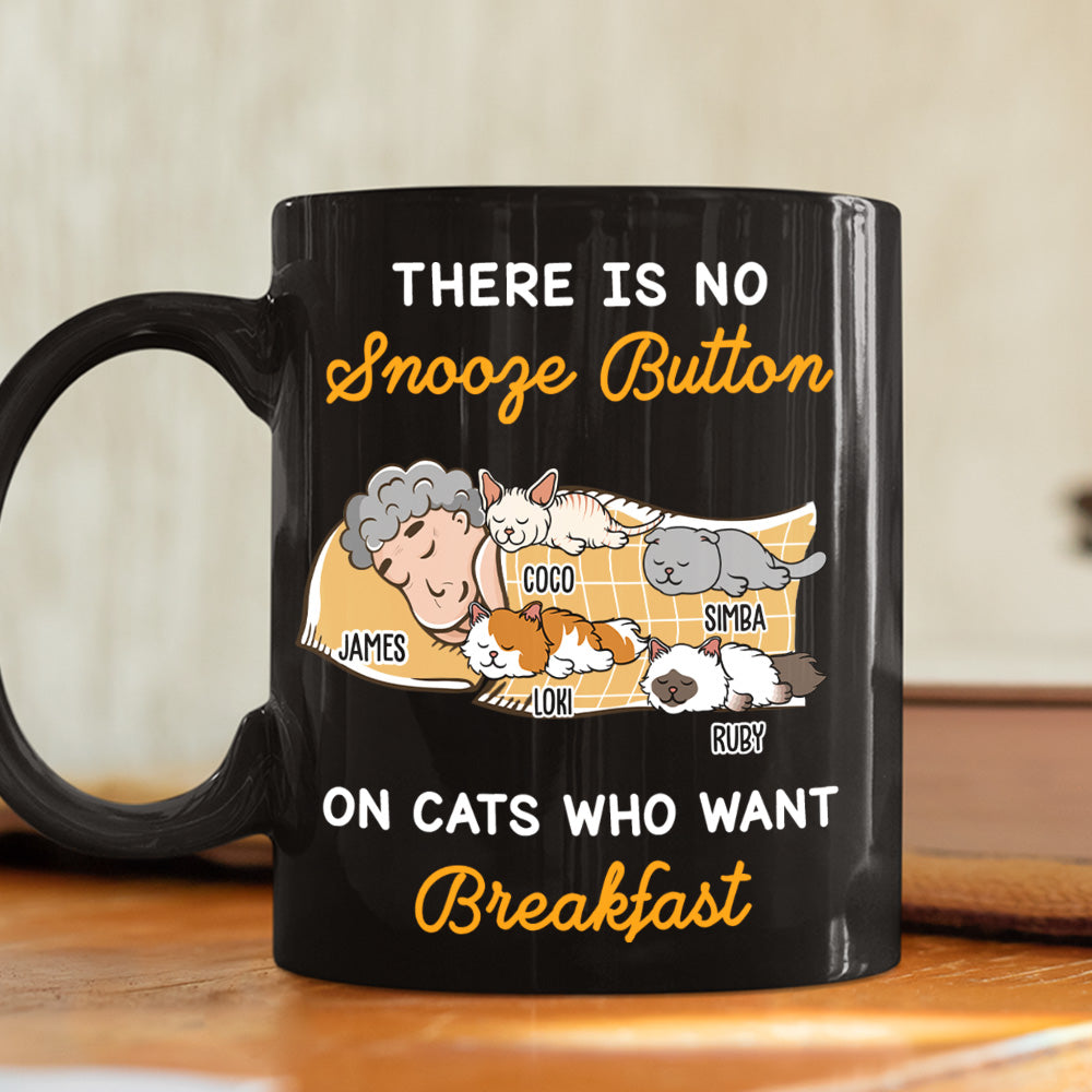 My Cat Wants Breakfast - Personalized 11oz Custom Black Ceramic Coffee Mug