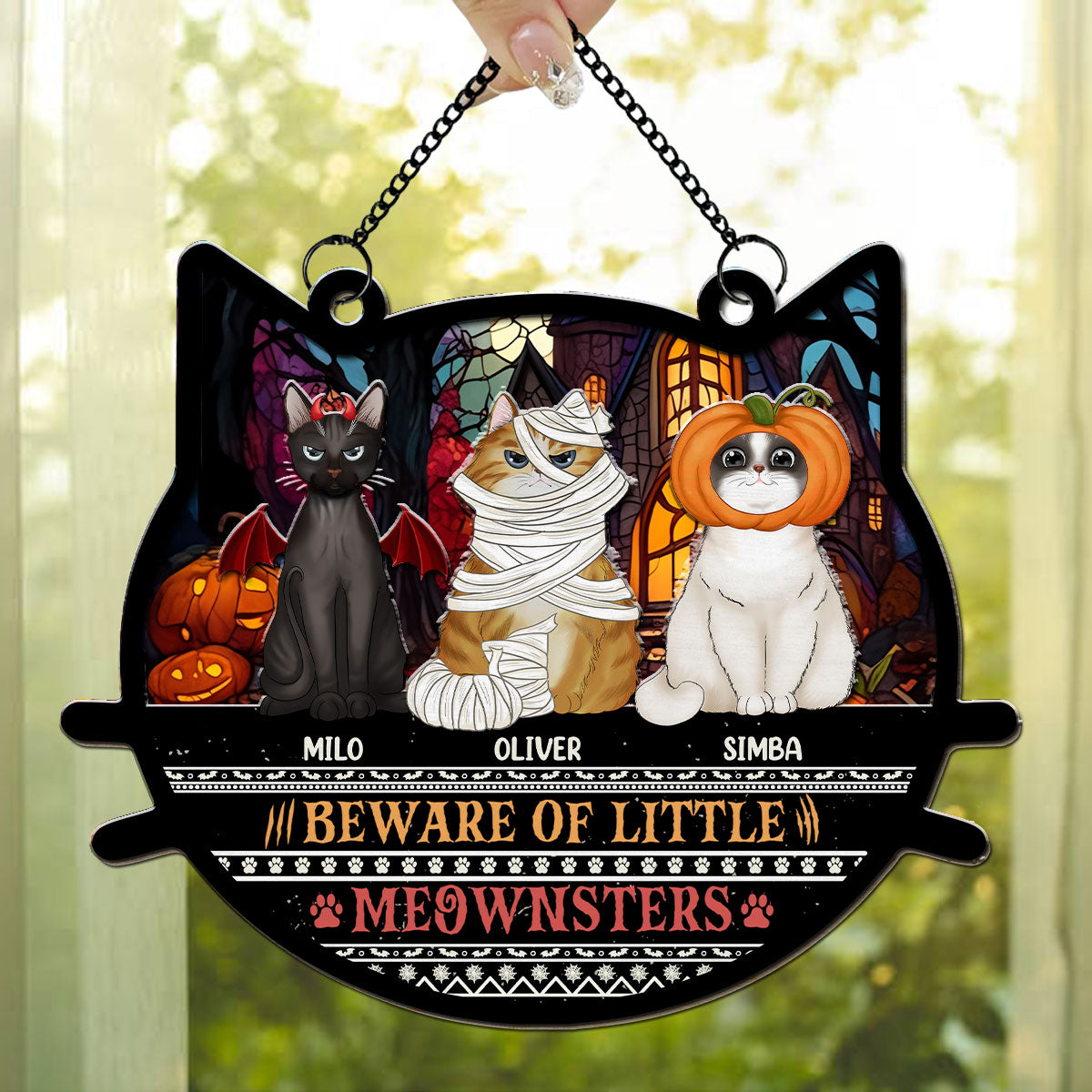 Beware Of Little Meownsters - Unique Personalized Custom Suncatcher for Home Decor and Gifts (6 inches, 8 inches)