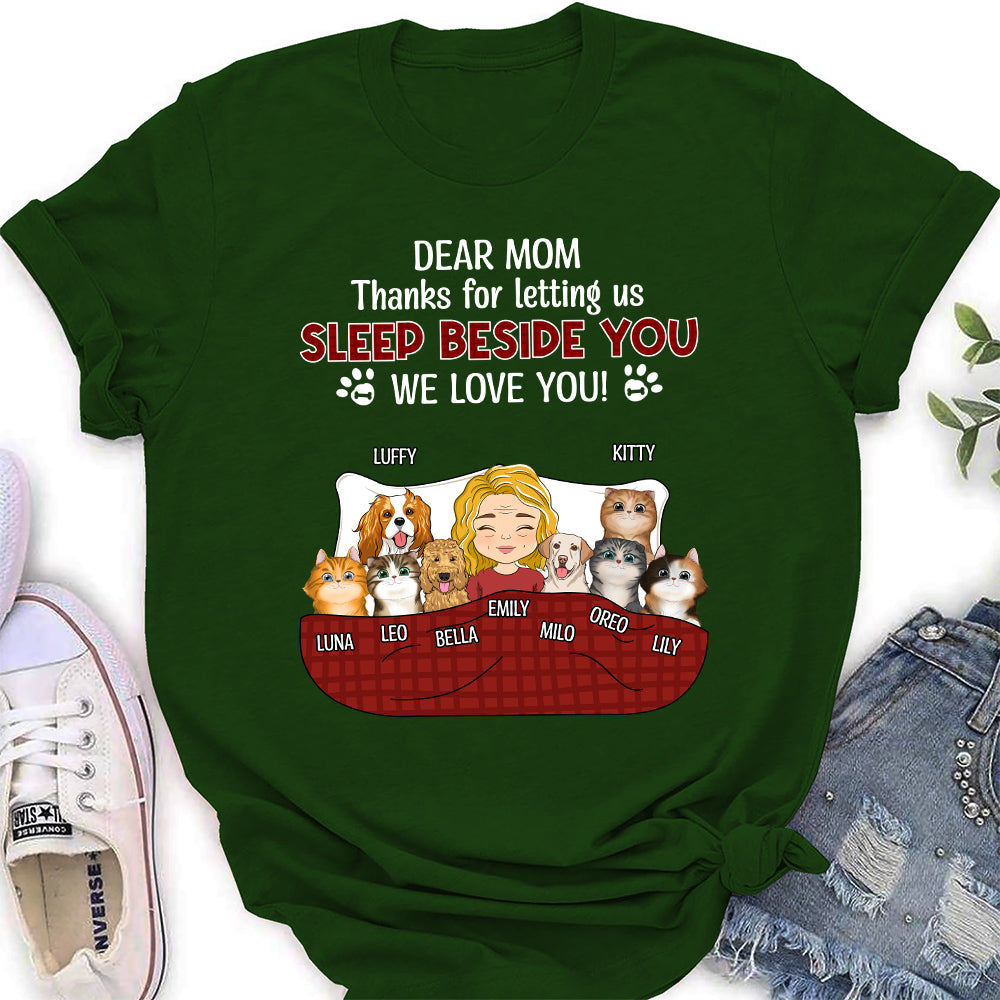 Sleep Beside You - Exclusively Personalized Custom Women's T-shirt for Pet Lovers