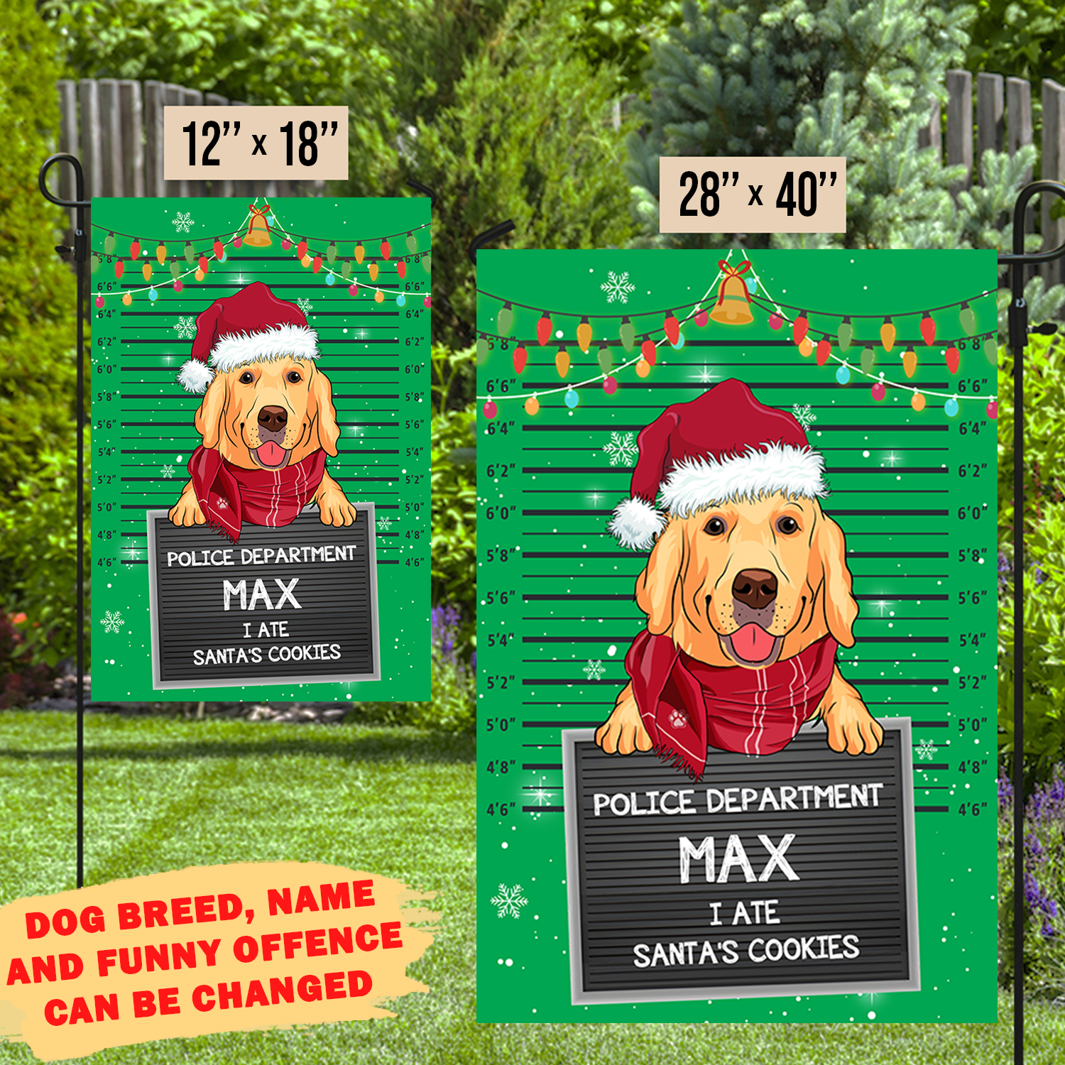Dog Offence Christmas - Customizable Personalized Garden Flag for Christmas Lawn Decor - 12' x 18', 28' x 40'
