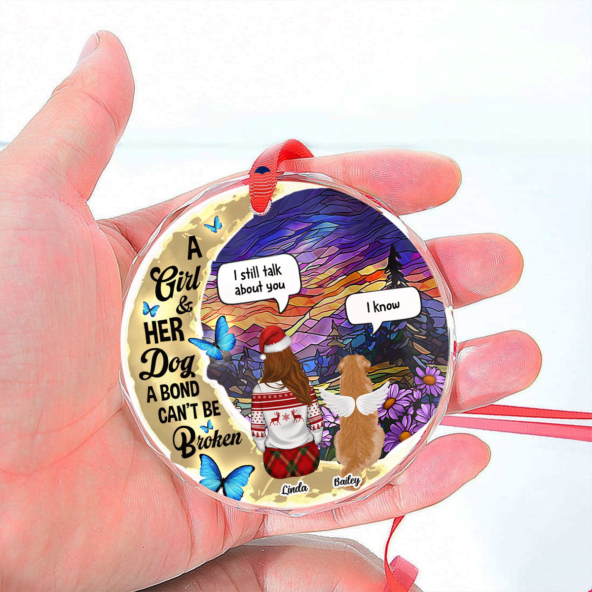 Forever In My Heart - Exquisite Personalized Custom 8mm Thick Glass Ornament, 3.07 Inches Tall