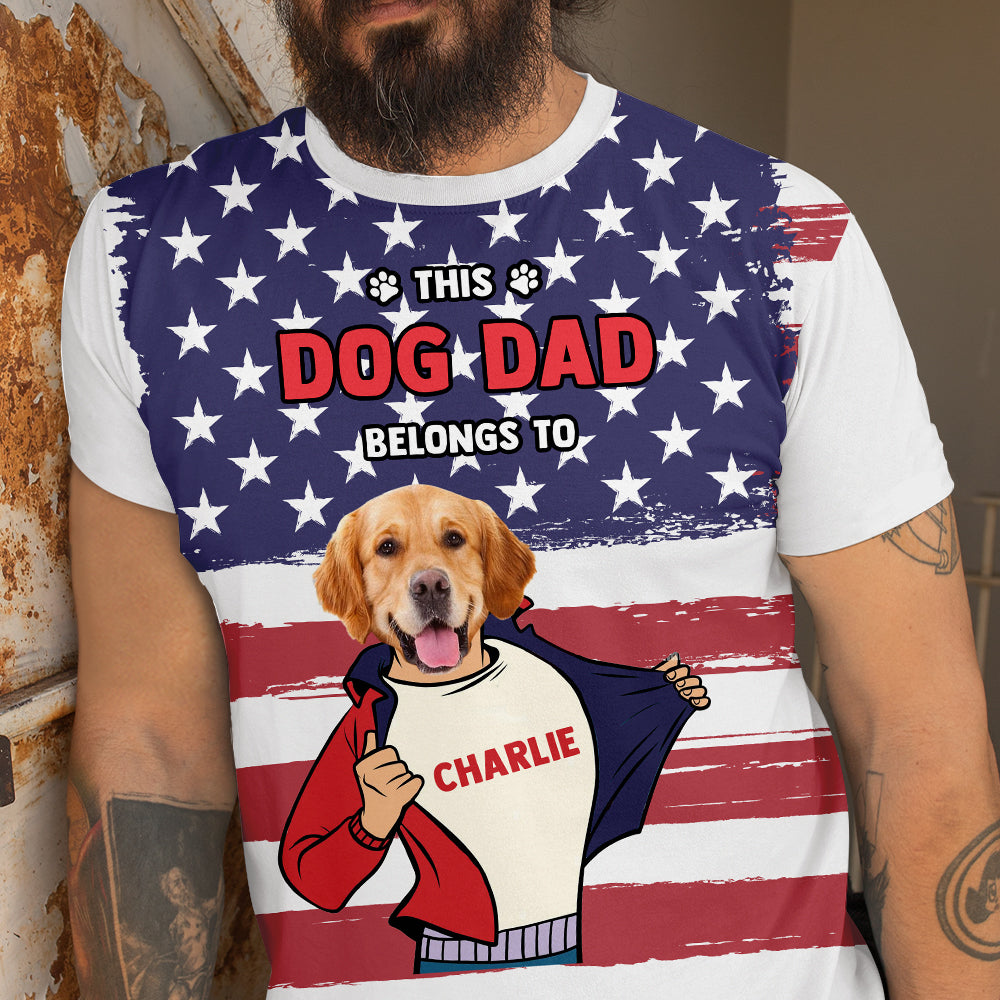 American Dog Dad - Personalized Custom All-over-print Comfortable Polyester-Spandex T-shirt