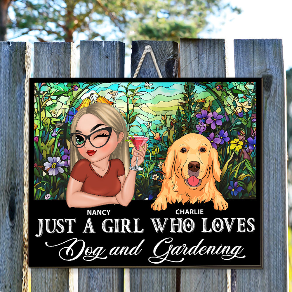 I Love Dogs And Gardening - Personalized Custom Wood Sign in Various Sizes (12 in, 14 in, 18 in)