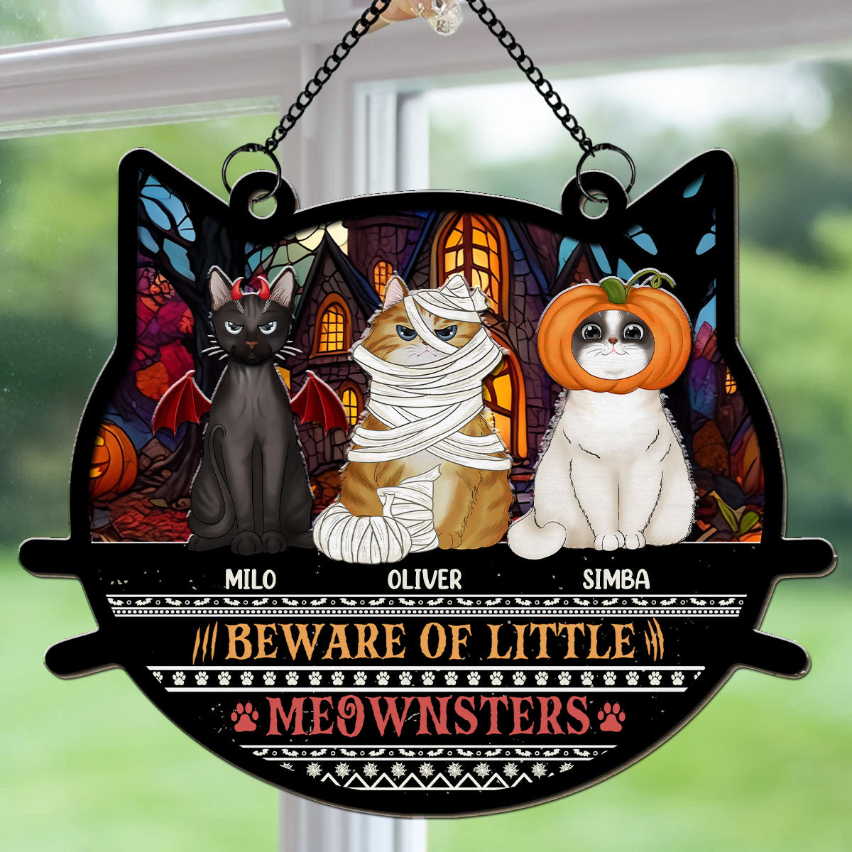 Beware Of Little Meownsters - Unique Personalized Custom Suncatcher for Home Decor and Gifts (6 inches, 8 inches)