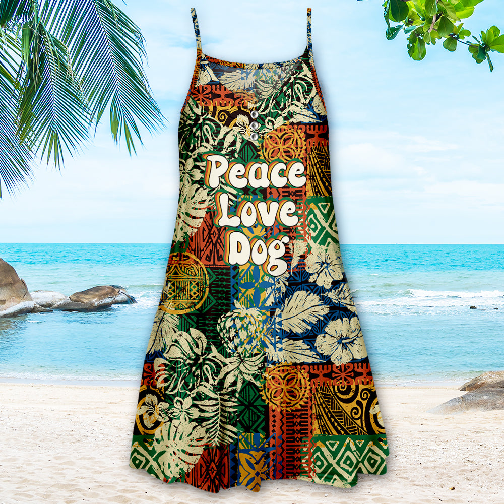 Peace - Love - Dog - Inspired Adjustable Strap Dress for Pet Lovers