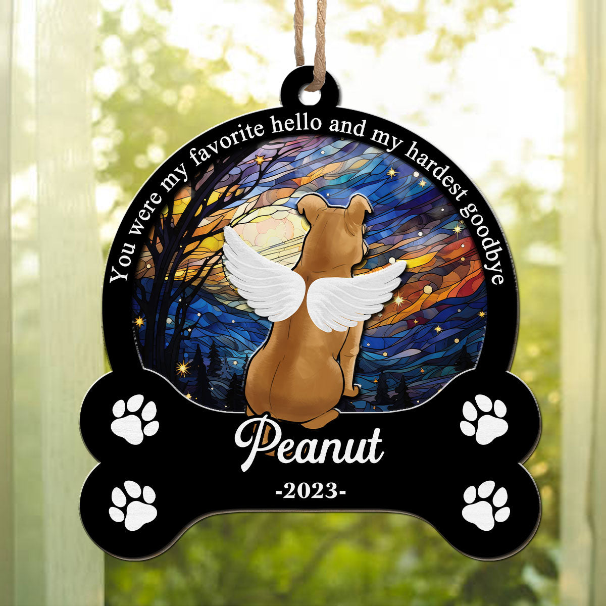You Were My Favorite Hello - Personalized Custom Suncatcher in 3 Sizes (3.54 inches, 4 inches, 5 inches)