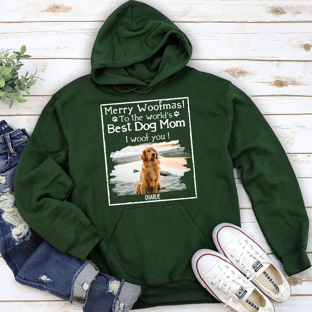 Woof Best Ever Personalized Custom Dog Dad and Mom Photo Hoodie