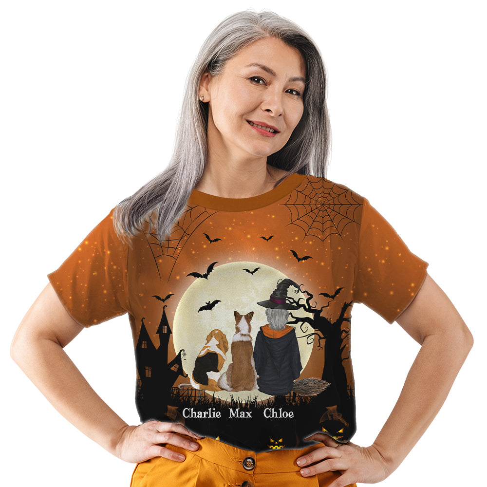 Enchanting Witch And Dogs Personalized Custom All-over-print T-shirt