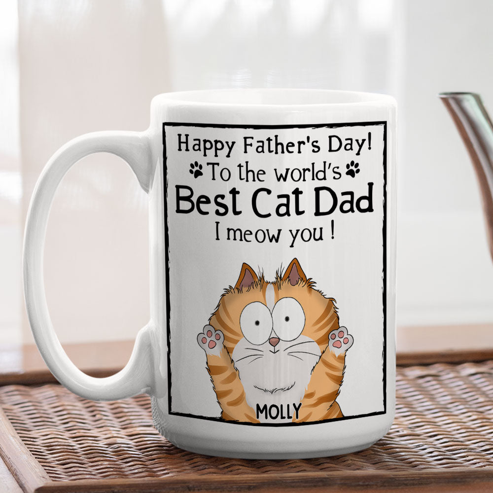 Meow My Cat Dad - Premium Personalized Custom Coffee Mug for Pet Lovers