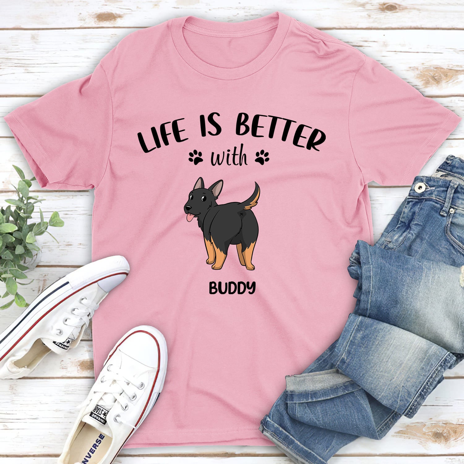 Life Is Better With Dog Butt - Personalized Custom Unisex 5.3 oz T-shirt for Pet Lovers