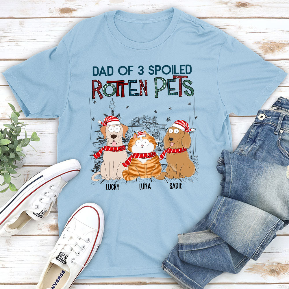 Dad Of A Spoiled Rotten Dog - Personalized Custom Unisex 5.3 oz T-shirt