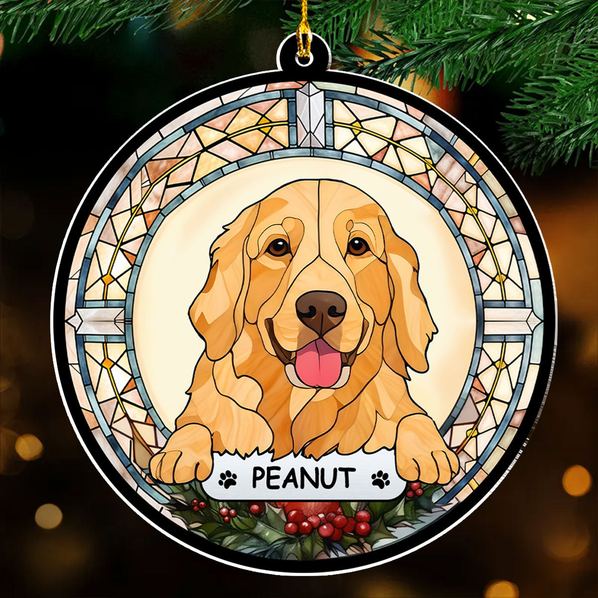 Cheerful Christmas - Customizable Personalized Acrylic Ornament with 4' Diameter