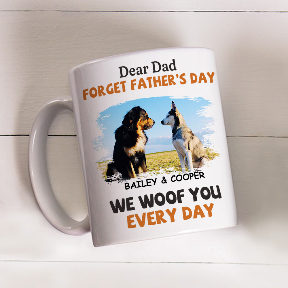 Woof You Every Day Lying Dog - Personalized Custom Ceramic Coffee Mug for Pet Lovers (11oz & 15oz Sizes)