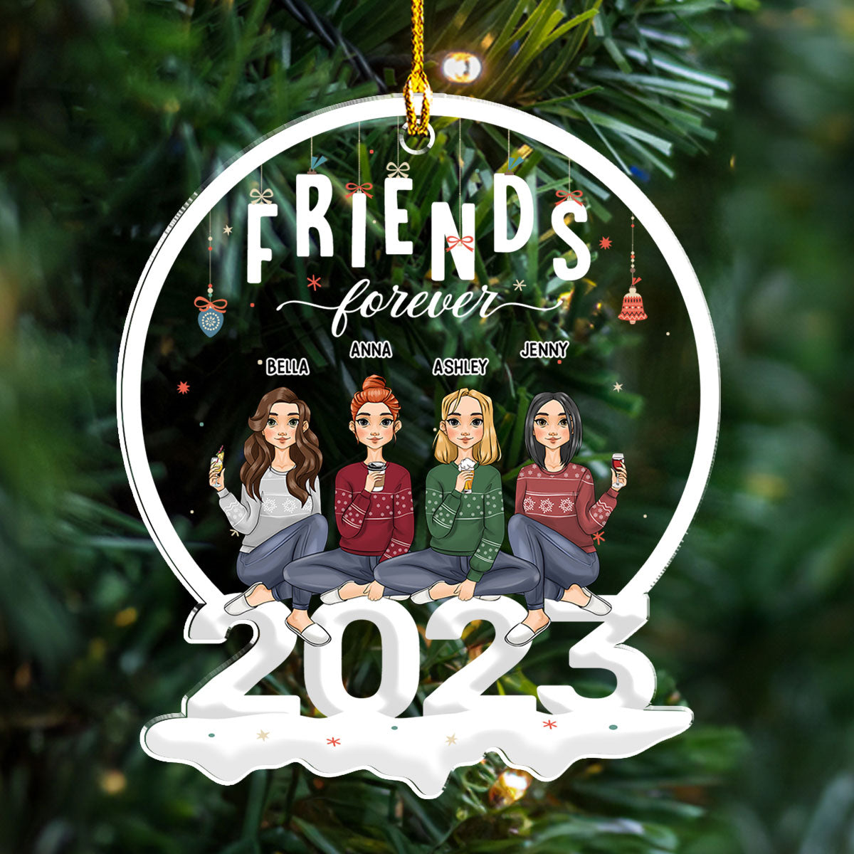 Besties 2023 - Exquisite Personalized Custom Acrylic Christmas Ornament