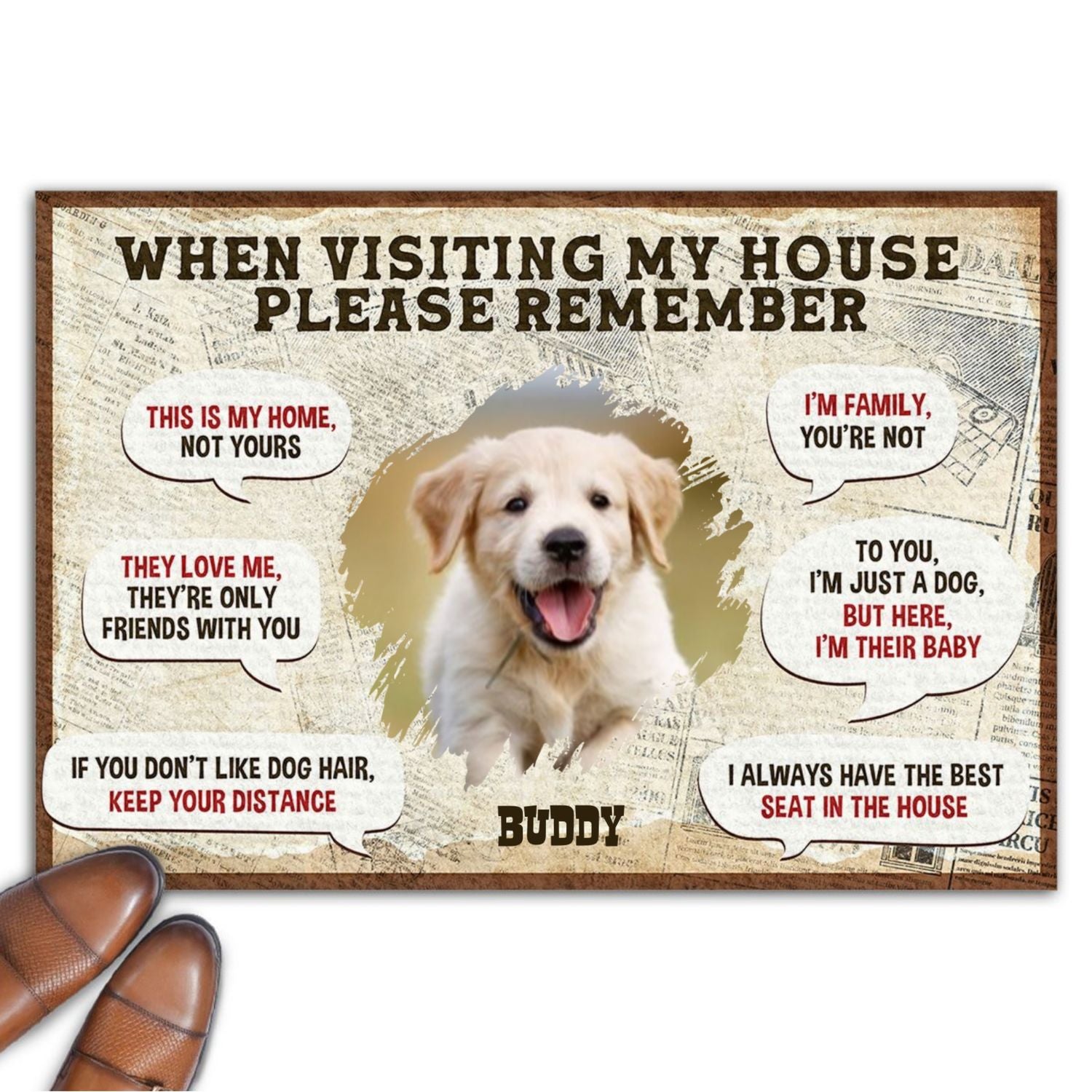 Personalized Custom Doormat with 'This Is My Home Not Yours' Photo for Pet Lovers