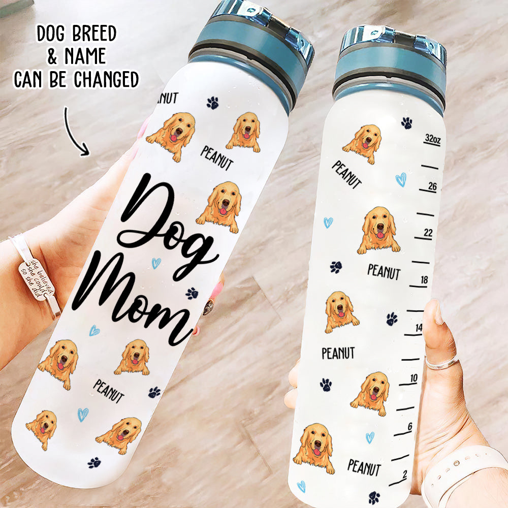 Dog Pattern - Personalized Custom Time - Marked Water Tracker Bottle for Pet Lovers