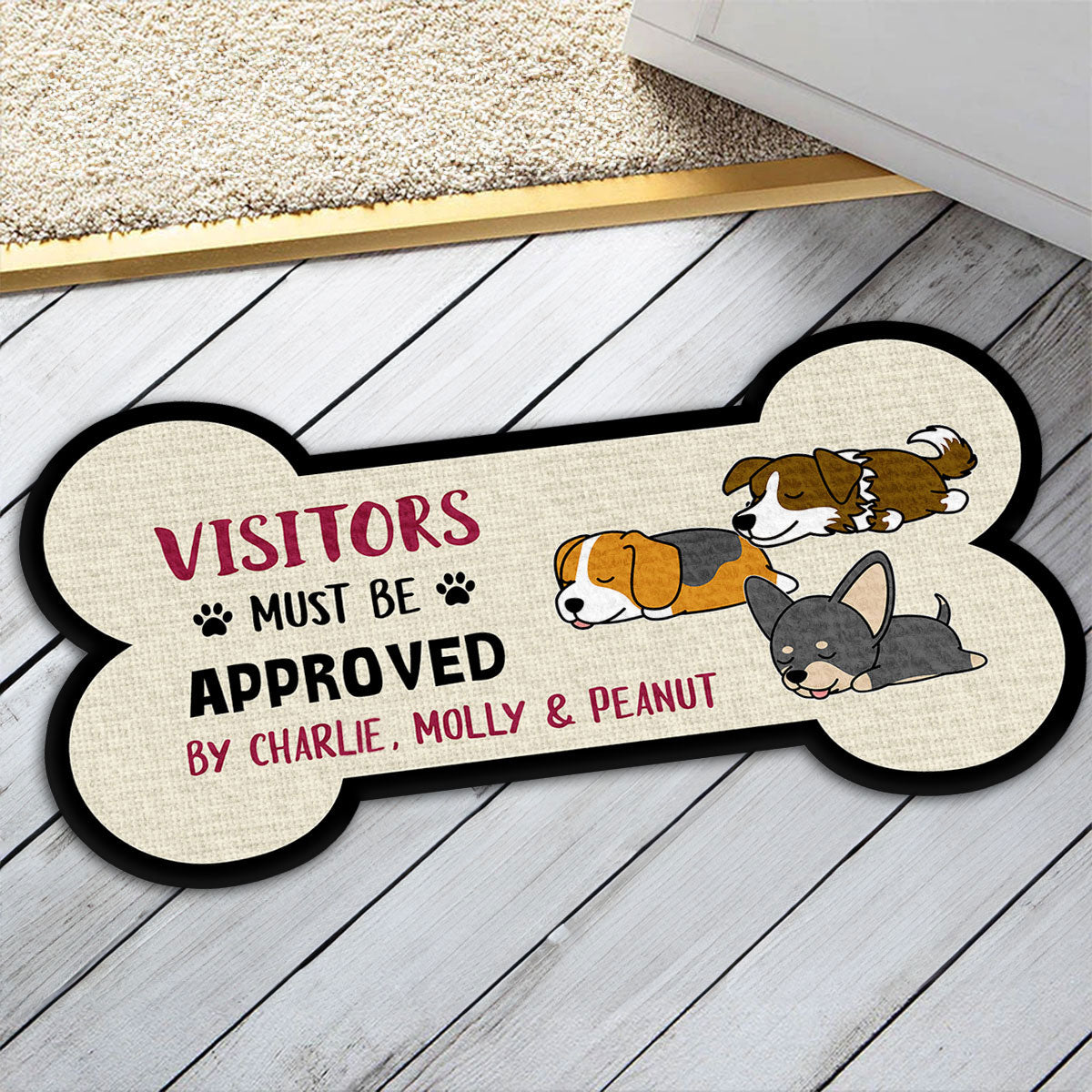 Personalized Custom Doormat - Visitors Must Be Approved, Featuring Your Dog's Picture