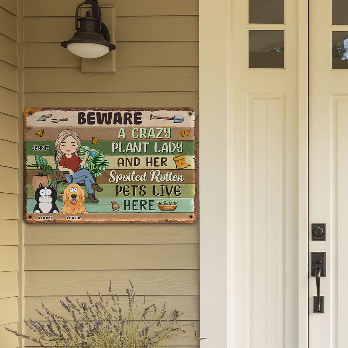 Unique Personalized Custom Metal Sign for Crazy Plant Ladies and Their Pets