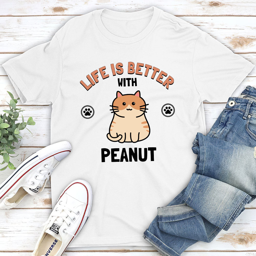 Life With Cats - Personalized Custom Unisex 5.3 oz T-shirt for Pet Lovers