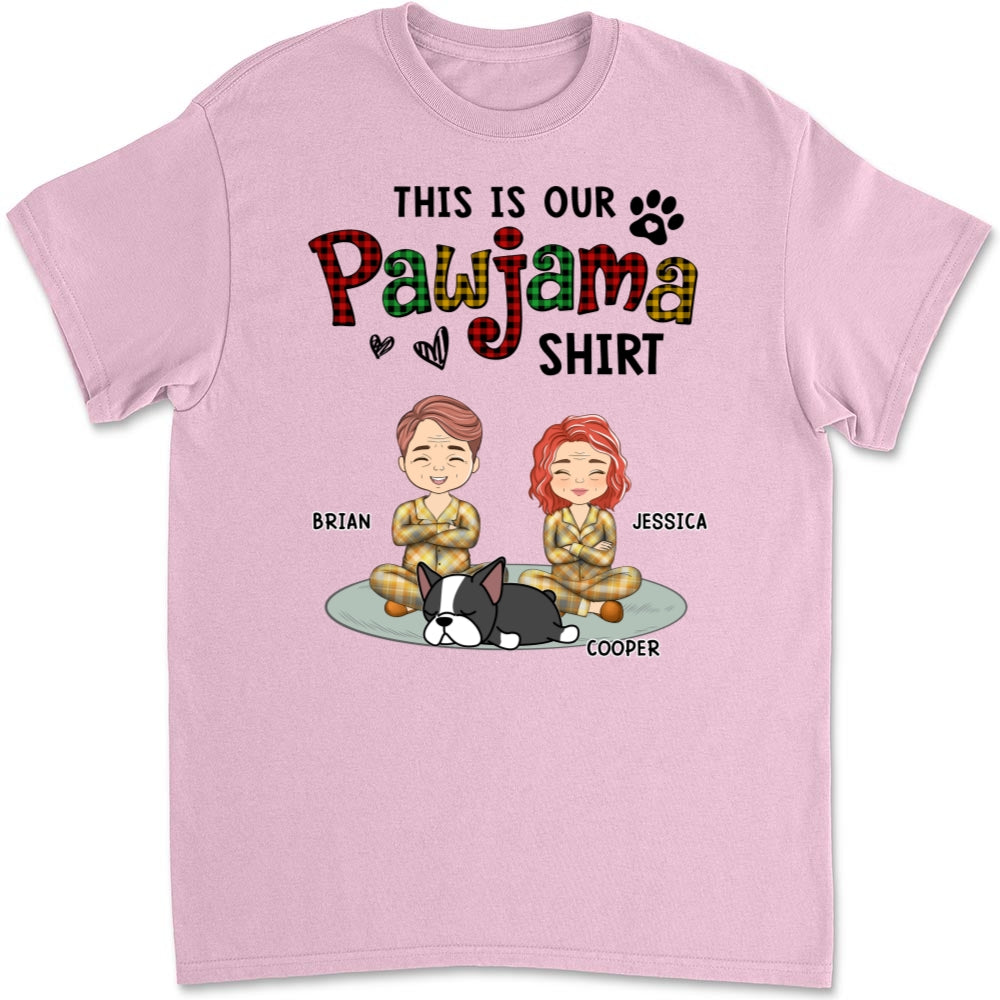 Pawjama Shirt Ver Couple - Personalized Custom Unisex 5.3 oz T-Shirt for Pet Lovers